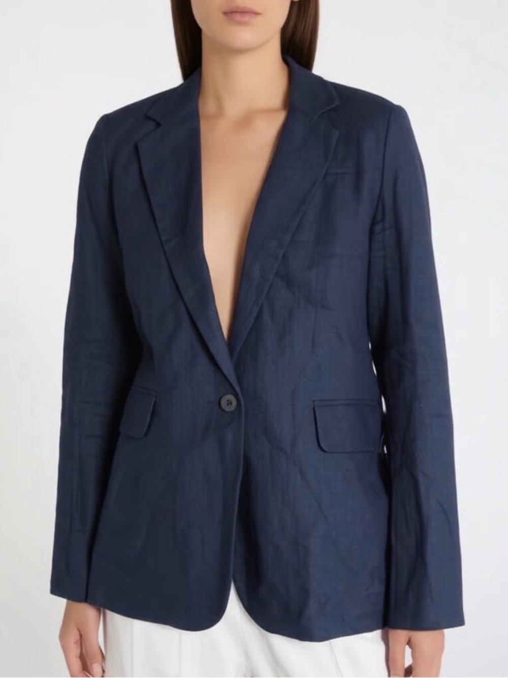 Abercrombie & Fitch navy blue linen blazer size S - Picture 8 of 8